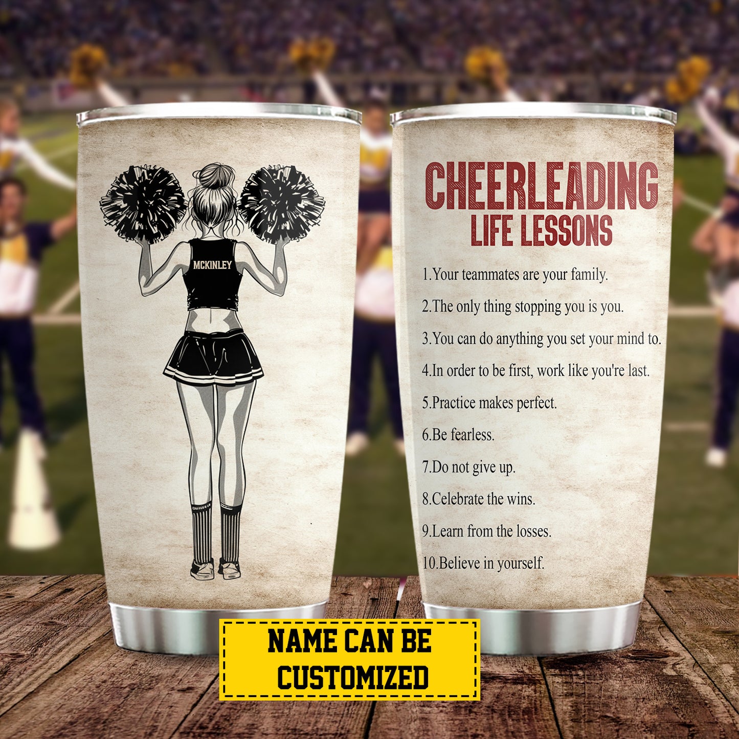 Personalized Cheerleading Girl Tumbler, Cheerleading Life Lessons, Sports Stainless Steel Tumbler, Travel Mug Tumblers Gift For Cheerleading Lovers