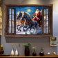 The Horses Are Pulling Santa Claus, Christmas Canvas Painting, Xmas Wall Art Decor - Christmas Poster Gift For Horse Lovers, Horse Riders, Equestrians