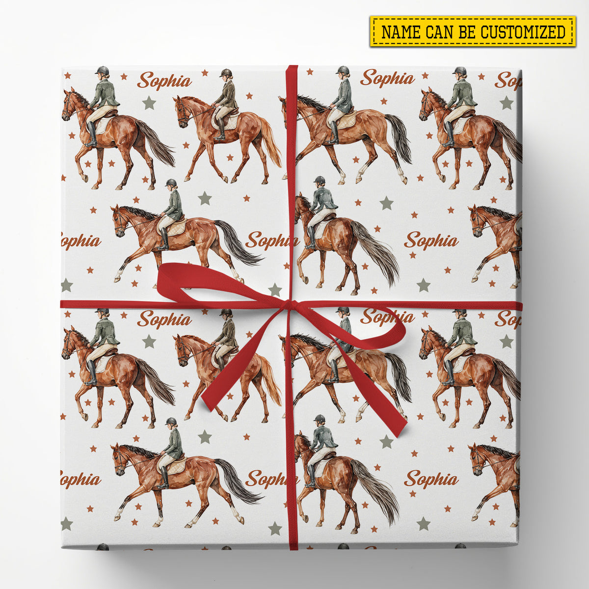 Personalized Dressage Rider Wrapping Paper, A Very Merry Horse Girl Wrapping Paper Rolls, Gift Wrap For Equestrian, Horse Lover