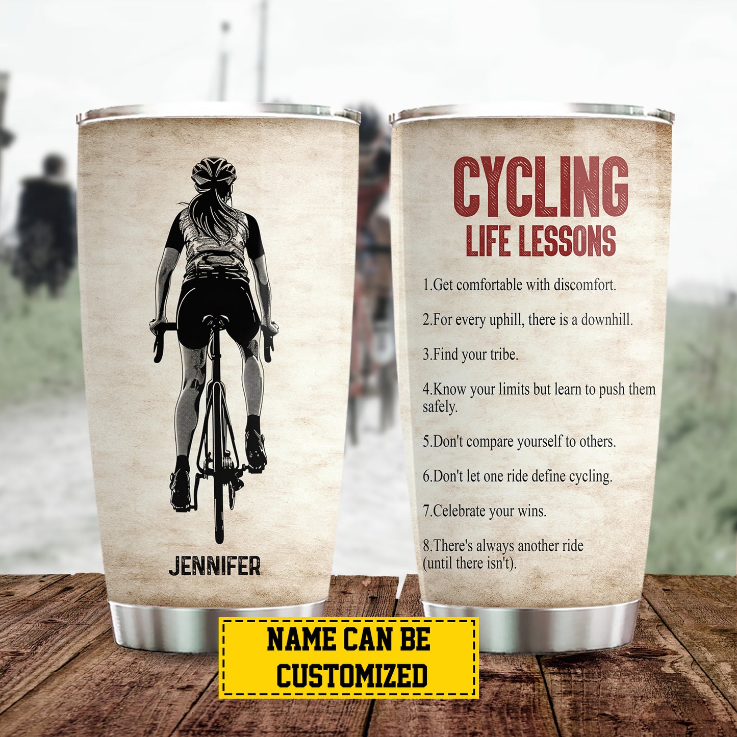 Personalized Cycling Girl Tumbler, Cycling Life Lessons, Sports Stainless Steel Tumbler, Travel Mug Tumblers Gift For Cycling Lovers