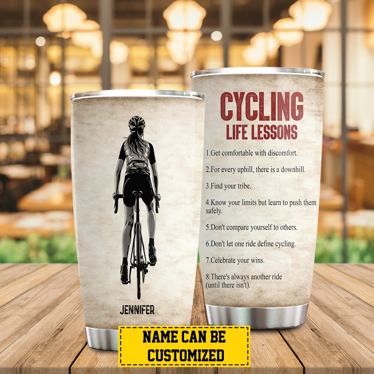 Personalized Cycling Girl Tumbler, Cycling Life Lessons, Sports Stainless Steel Tumbler, Travel Mug Tumblers Gift For Cycling Lovers