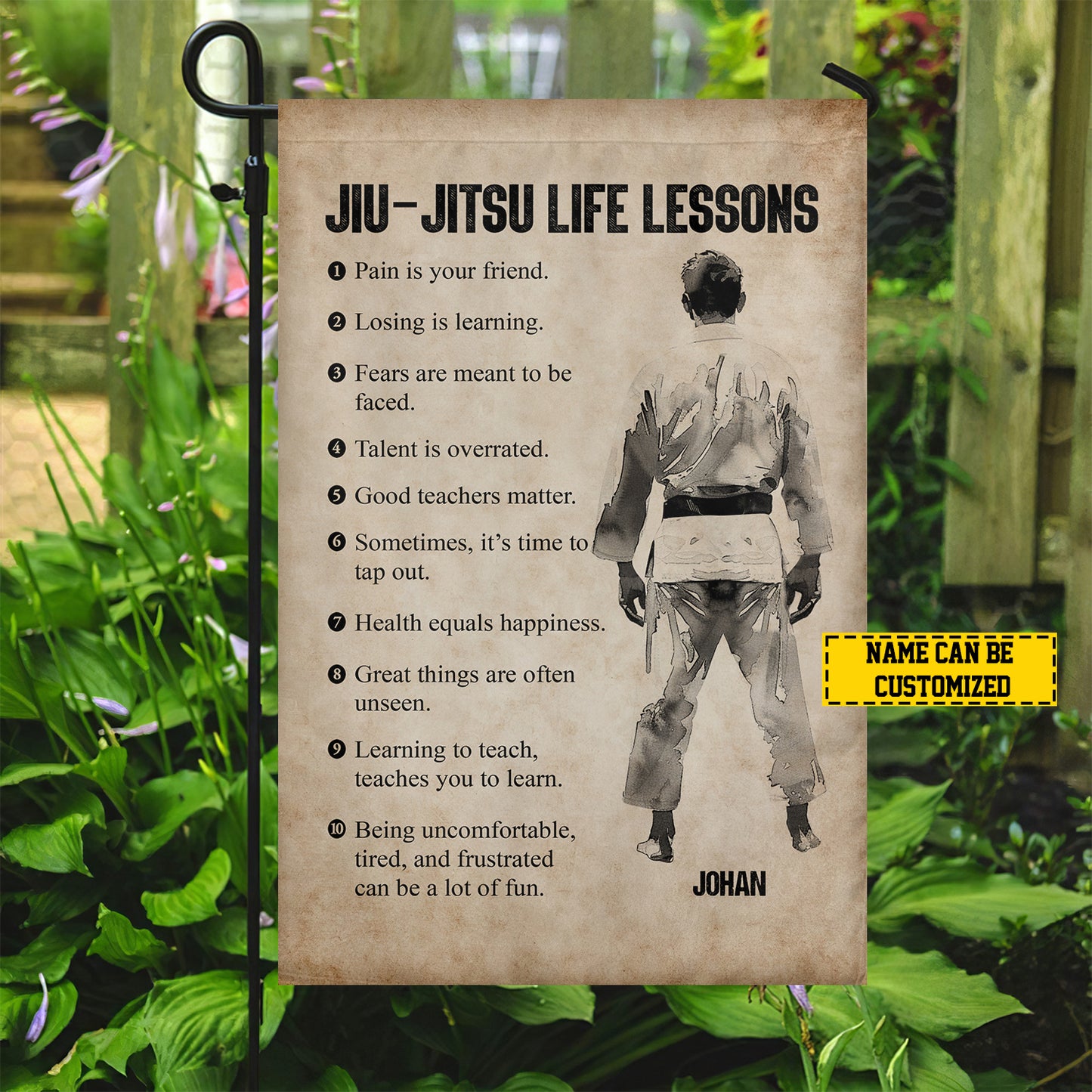 Personalized Jiu Jitsu Life Lessons Garden Flag, Sports Outdoor Decor, Yard Decor Gift For Jiu Jitsu Lovers