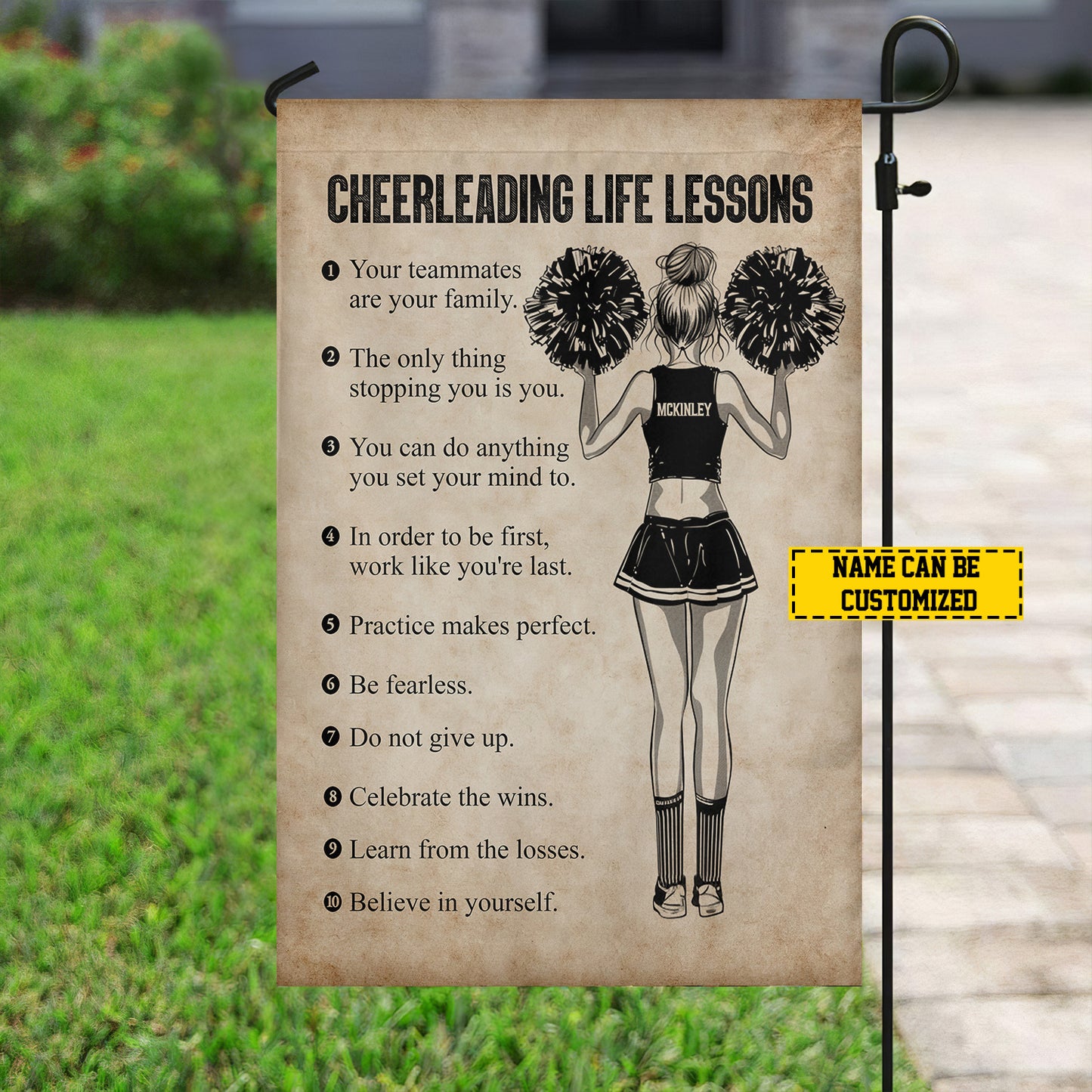 Personalized Cheerleading Life Lessons Garden Flag, Sports Outdoor Decor, Yard Decor Gift For Cheerleading Lovers, Cheerleading Girls