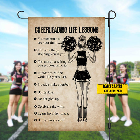 Personalized Cheerleading Life Lessons Garden Flag, Sports Outdoor Decor, Yard Decor Gift For Cheerleading Lovers, Cheerleading Girls