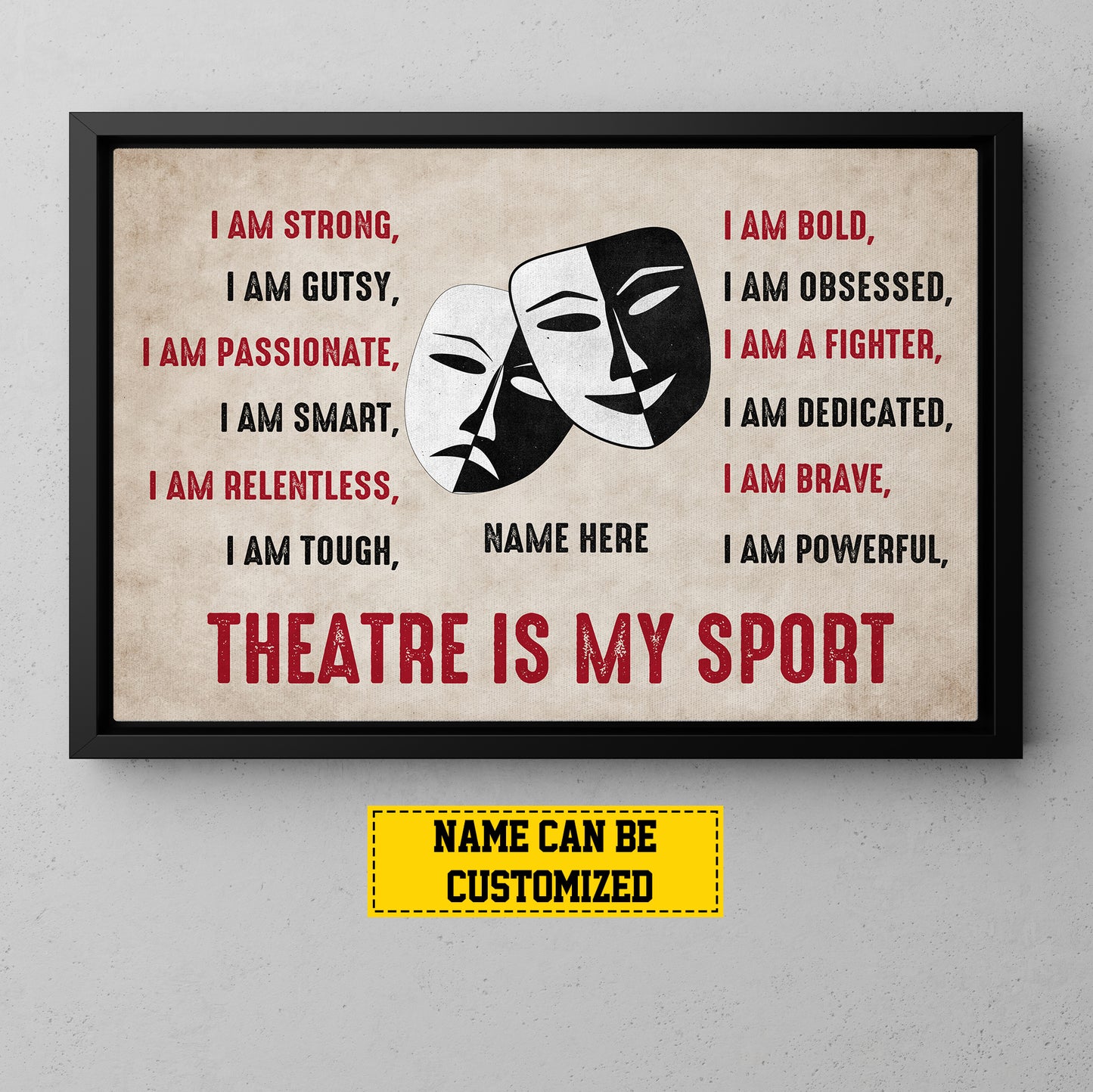 Personalized Drama Or Acting Canvas Painting, Theatre Is My Sport, Sports Quotes Wall Art Decor, Poster Gift For Drama,Acting Lovers