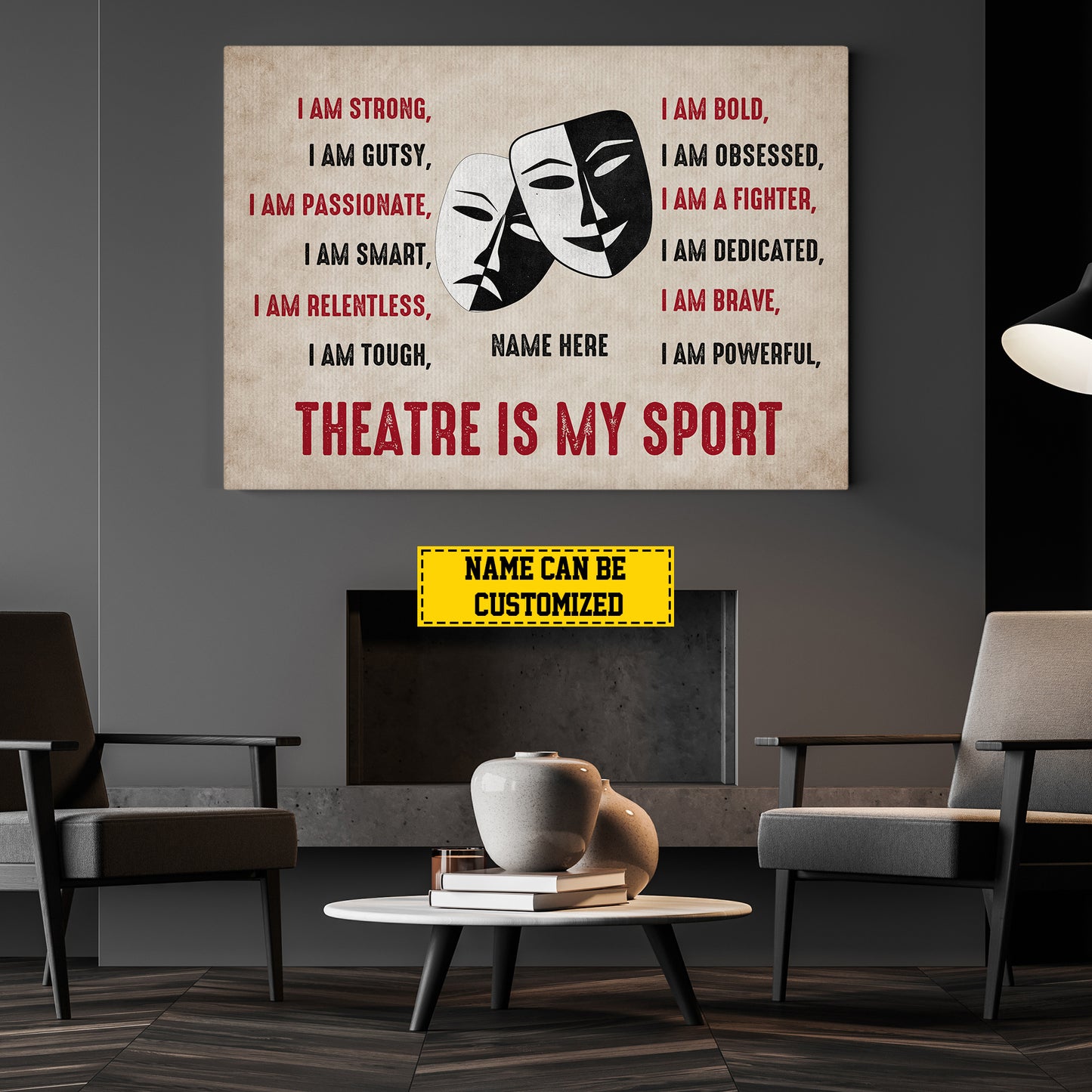 Personalized Drama Or Acting Canvas Painting, Theatre Is My Sport, Sports Quotes Wall Art Decor, Poster Gift For Drama,Acting Lovers