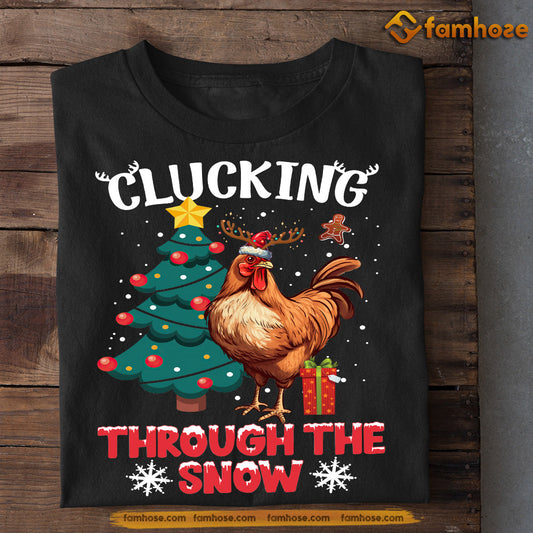 Chicken Christmas T-shirt, Clucking Through A Winter Wonderland, Gift For Chicken Lovers, Chicken Tees, Farmers Tees