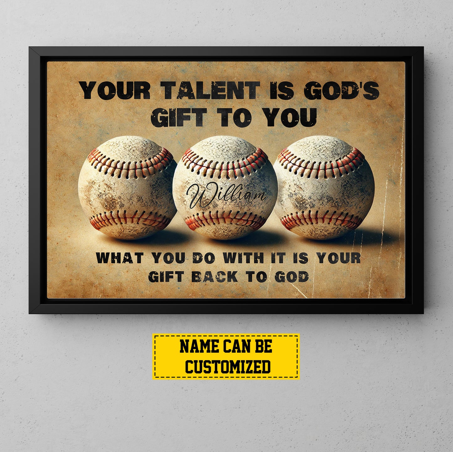 Personalized Baseball Canvas Painting, Your Talent Is God's Gift To You, Sports Quotes Wall Art Decor, Poster Gift For Baseball Lovers, Baseball Players