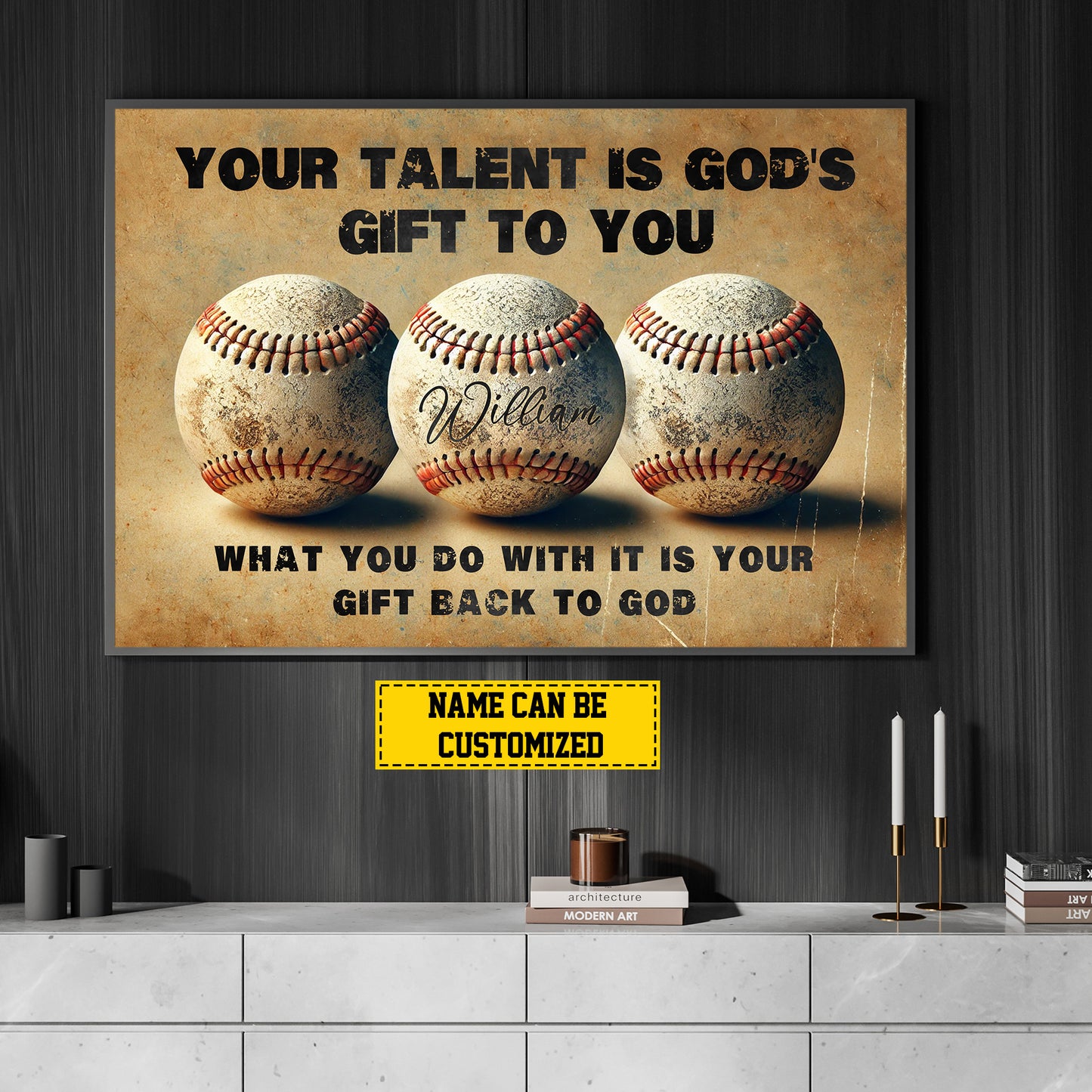 Personalized Baseball Canvas Painting, Your Talent Is God's Gift To You, Sports Quotes Wall Art Decor, Poster Gift For Baseball Lovers, Baseball Players