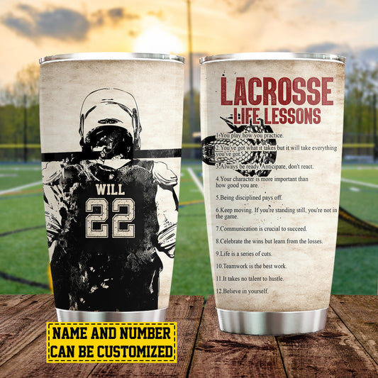 Personalized Lacrosse Boy Tumbler, Softball Life Lessons, Sports Stainless Steel Tumbler, Travel Mug Tumblers Gift For Lacrosse Lovers