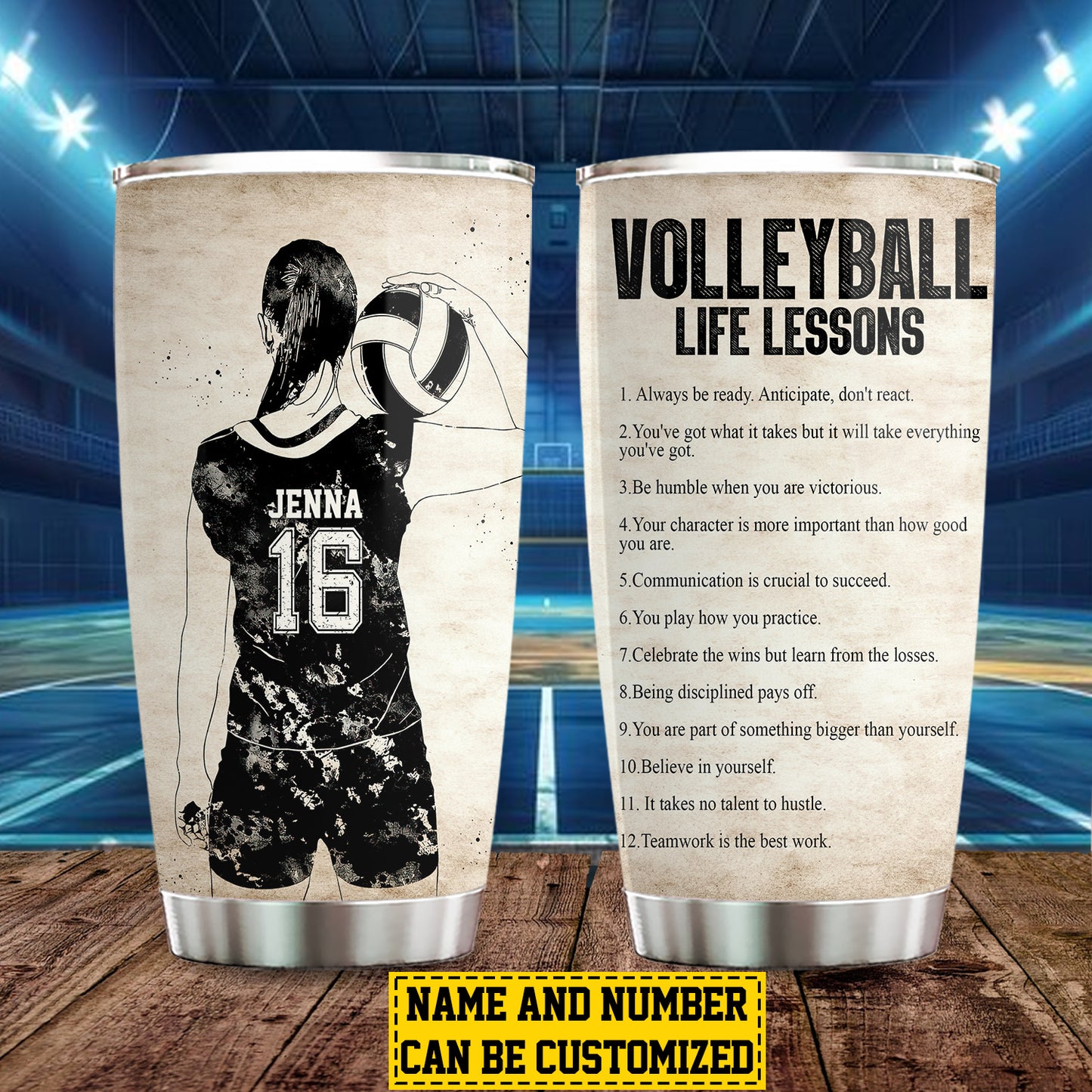 Personalized Volleyball Girl Tumbler, Volleyball Life Lessons, Sports Stainless Steel Tumbler, Travel Mug Tumblers Gift For Volleyball Lovers