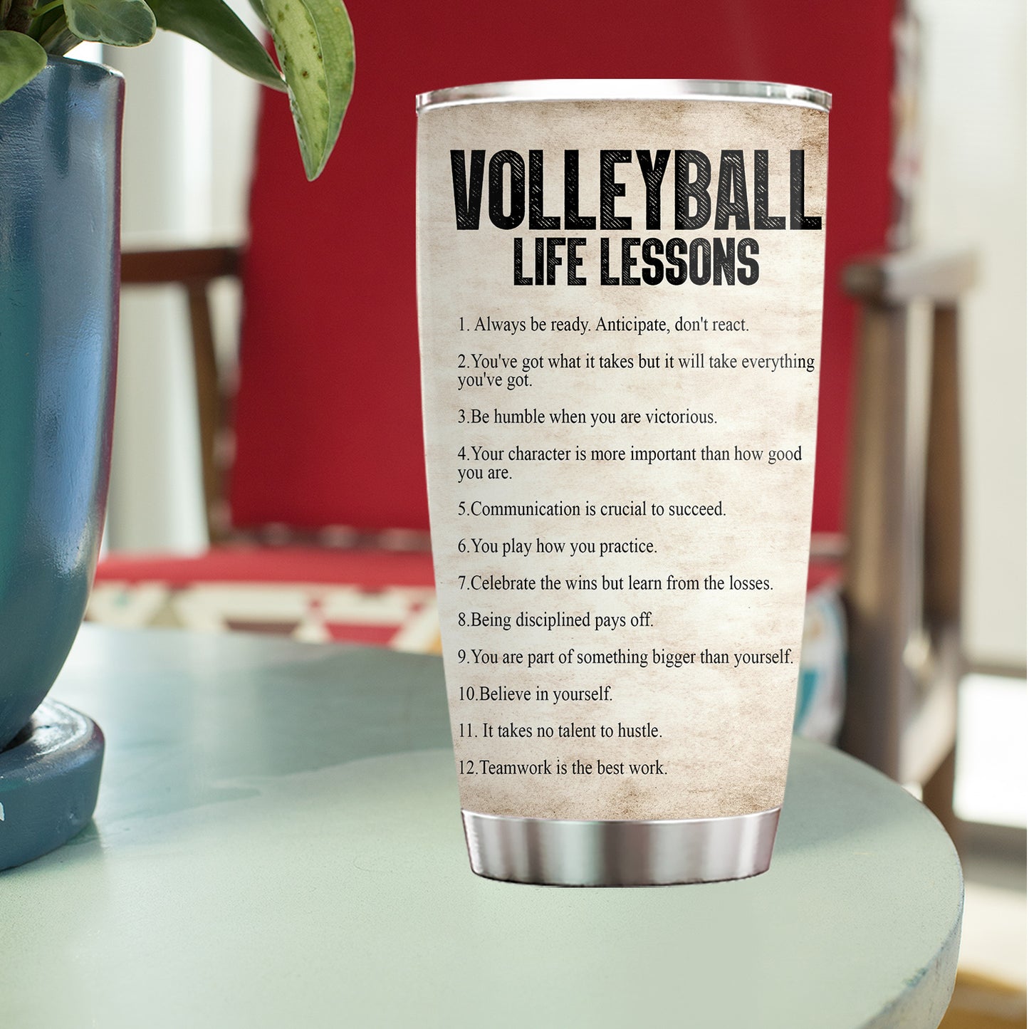 Personalized Volleyball Girl Tumbler, Volleyball Life Lessons, Sports Stainless Steel Tumbler, Travel Mug Tumblers Gift For Volleyball Lovers