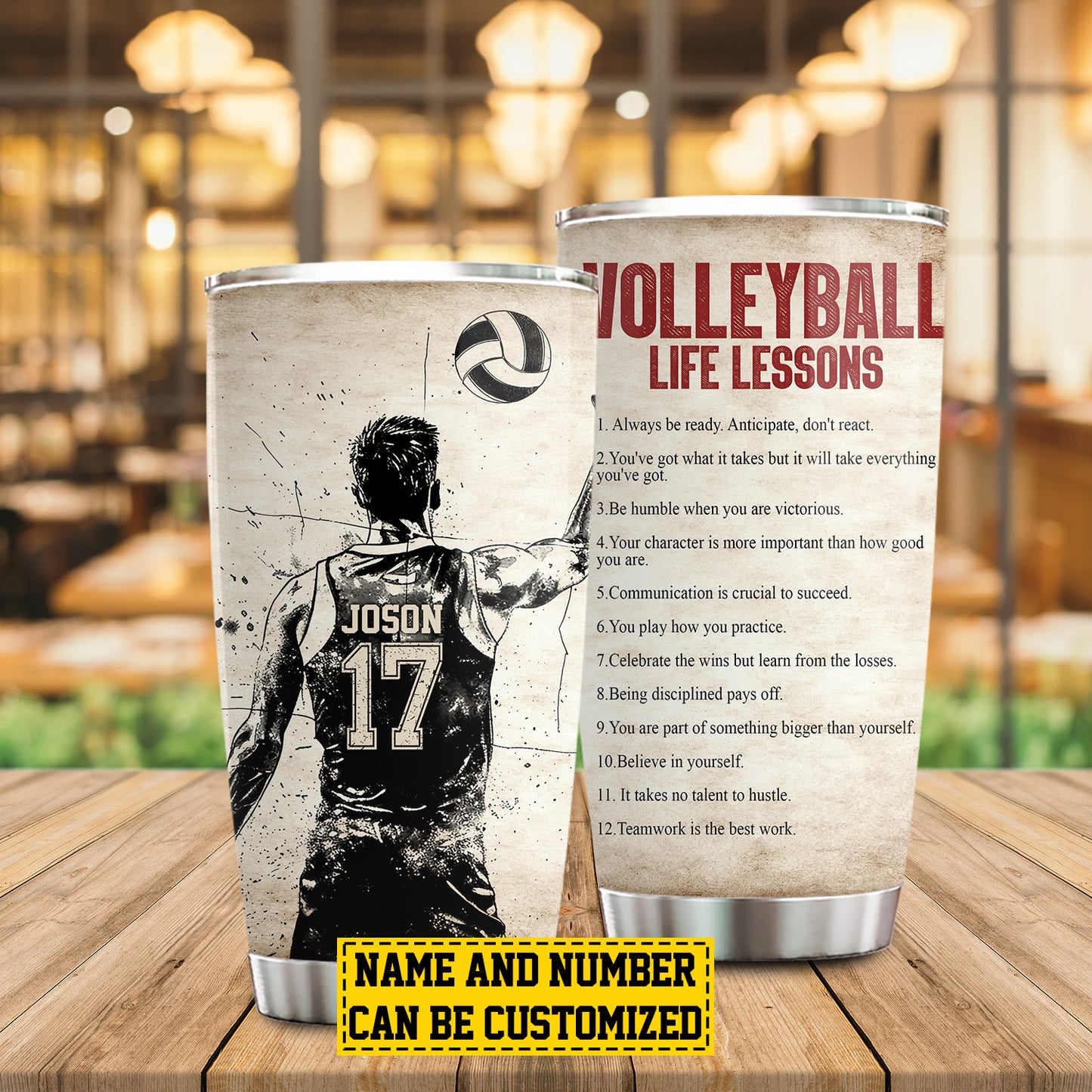 Personalized Volleyball Boy Tumbler, Volleyball Life Lessons, Sports Stainless Steel Tumbler, Travel Mug Tumblers Gift For Volleyball Lovers