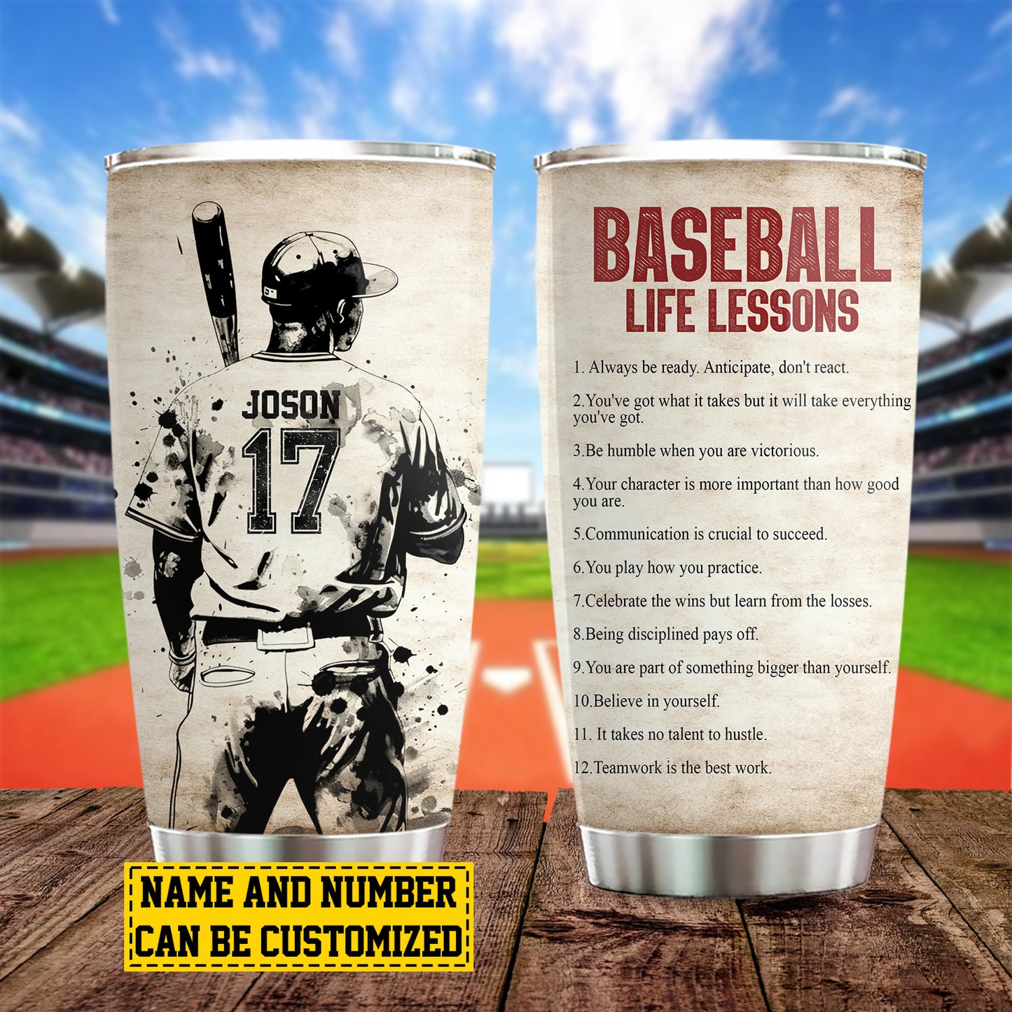 Personalized Baseball Boy Tumbler, Baseball Life Lessons, Sports Stainless Steel Tumbler, Travel Mug Tumblers Gift For Baseball Lovers