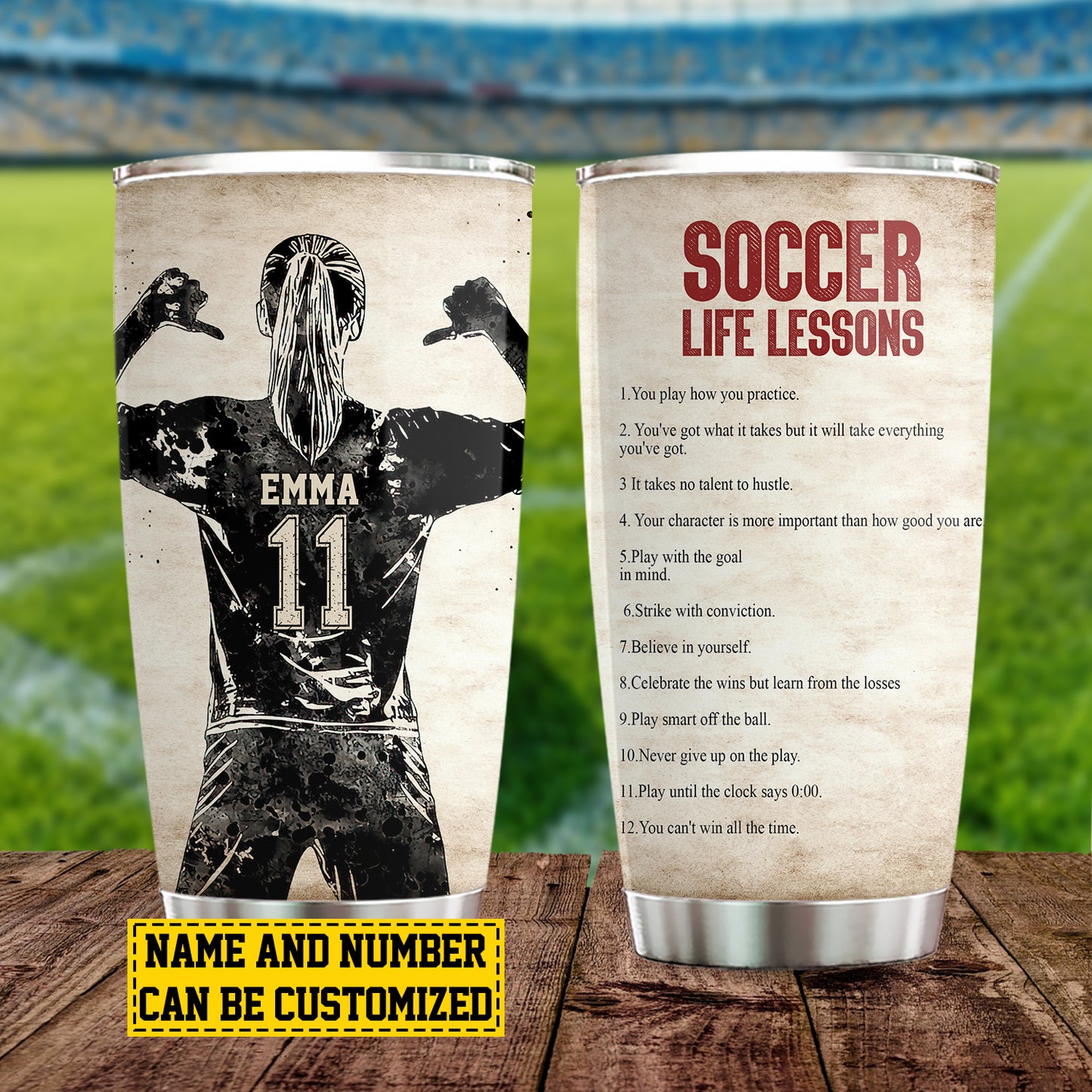 Personalized Soccer Girl Tumbler, Soccer Life Lessons, Sports Stainless Steel Tumbler, Travel Mug Tumblers Gift For Soccer Lovers