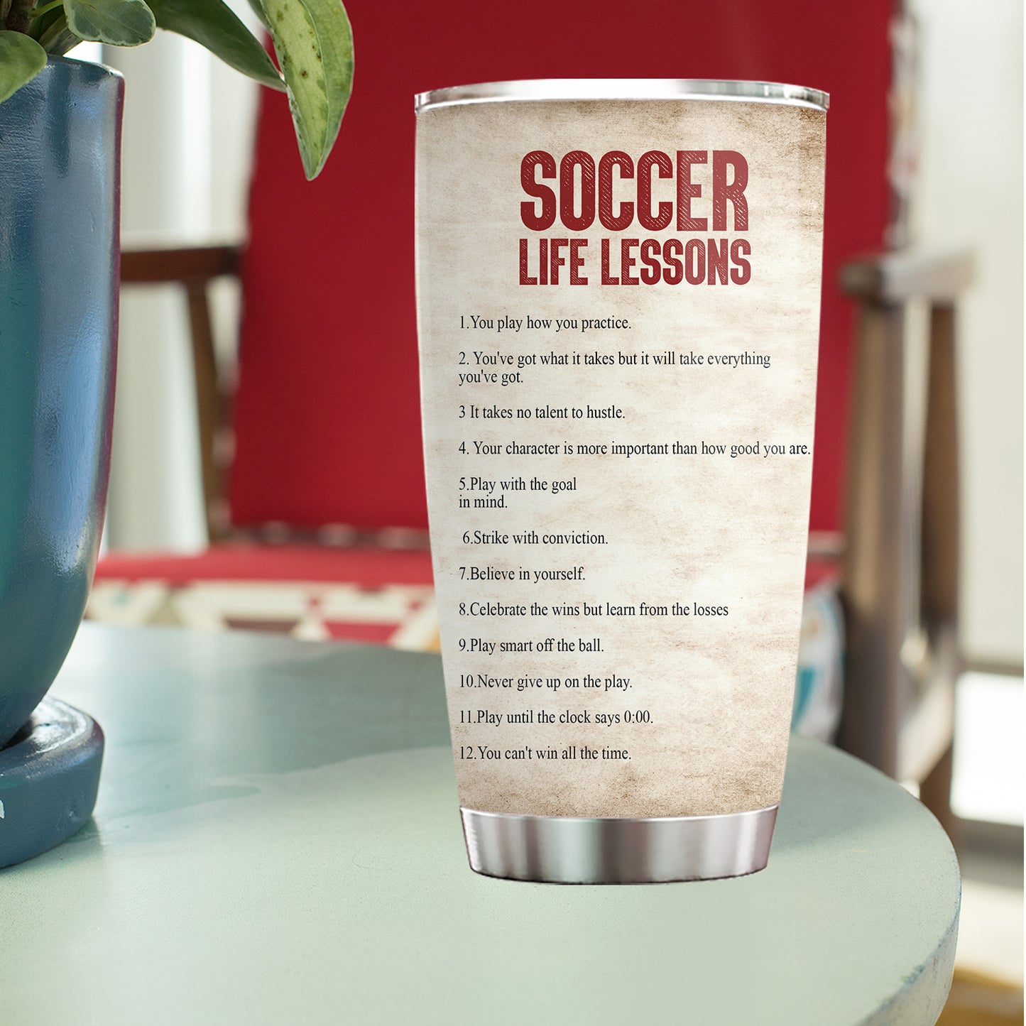 Personalized Soccer Boy Tumbler, Soccer Life Lessons, Sports Stainless Steel Tumbler, Travel Mug Tumblers Gift For Soccer Lovers