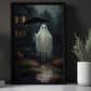 The Ghost Hold Umbrella In Rain Vintage Halloween Canvas Painting, Wall Art Decor - Dark Surreal Ghost Halloween Poster Gift