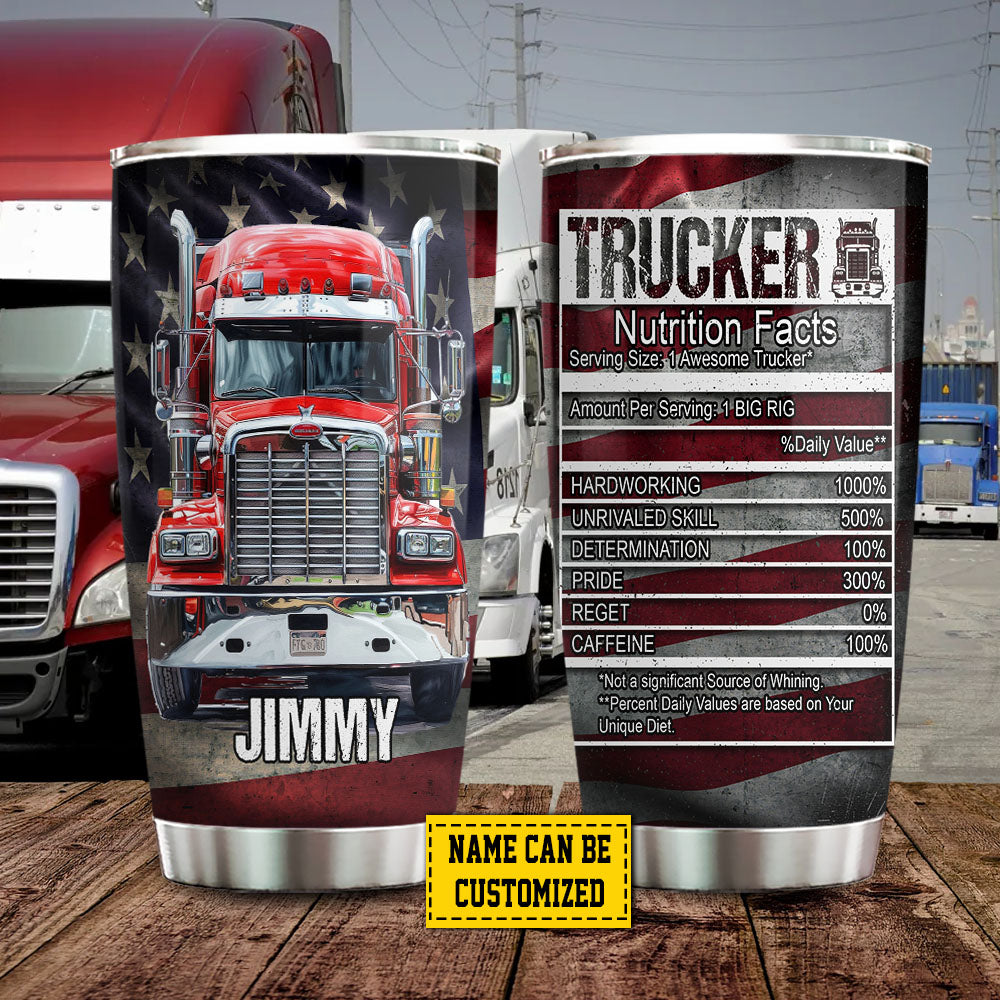 Interesting Personalized Trucker Stainless Steel Tumbler, Trucker Nutrition Facts Tumbler Gifts For Truck Drivers