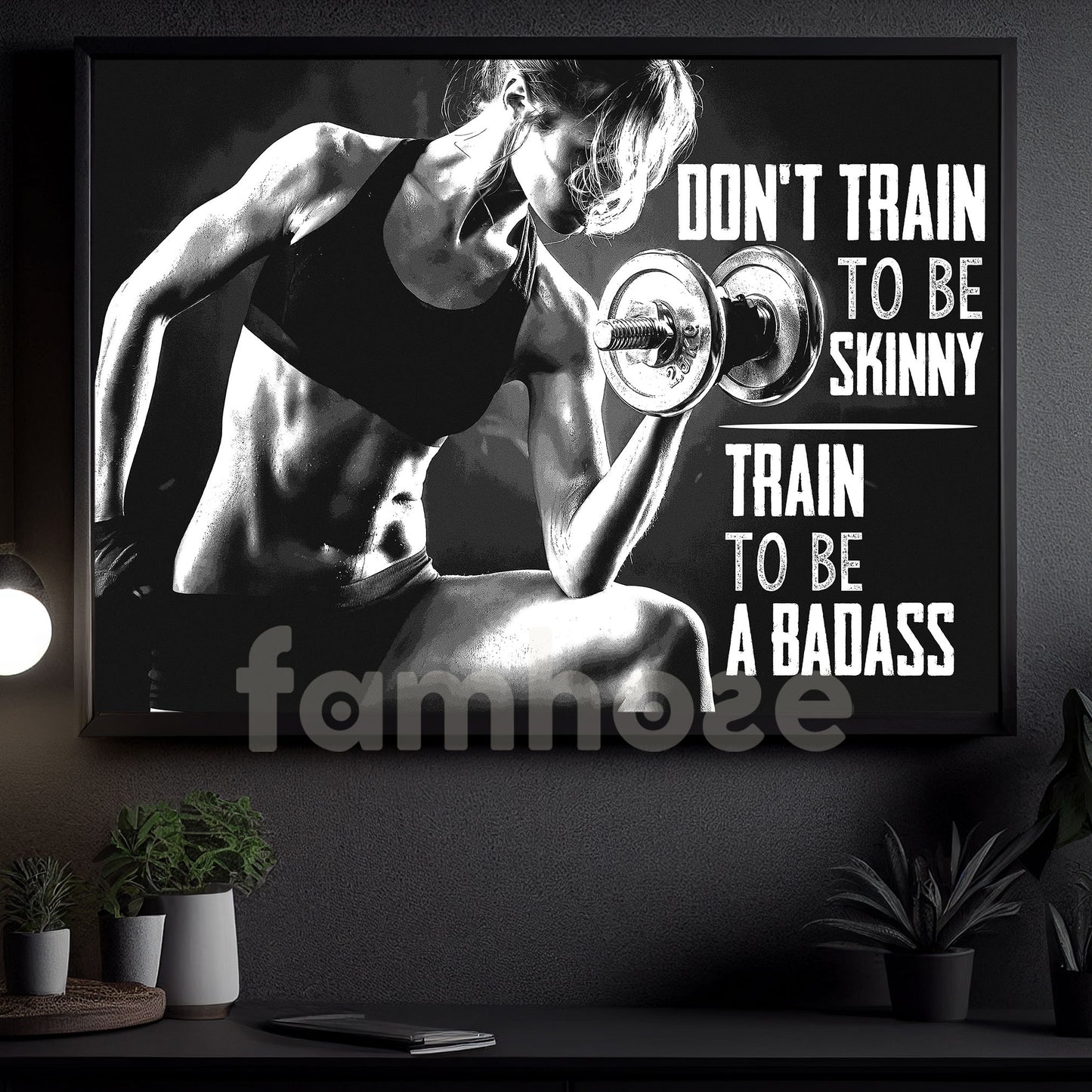 Don't Train To Be Skinny Train To Be A Badass, Motivational Wall Art Decor, Inspirational Sports Canvas Painting, Poster Gift For Gym Lovers