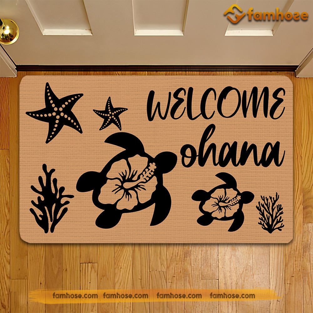 Turtle Doormat, Turtles Welcome Ohana Gift For Turtle Lovers, New Home Gift, Housewarming Gift, Turtle Decor