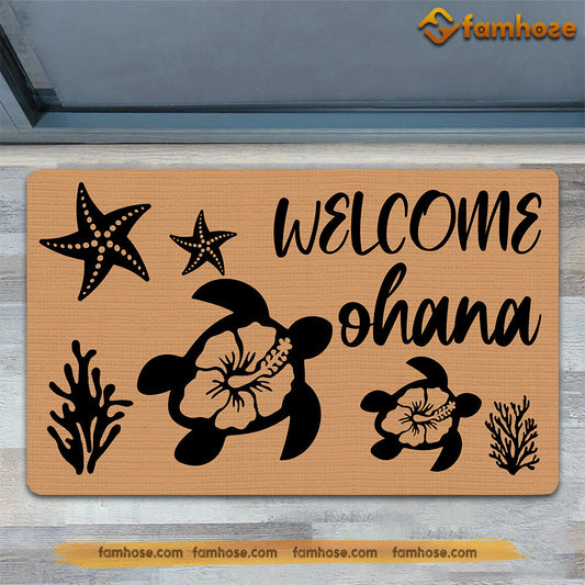 Turtle Doormat, Turtles Welcome Ohana Gift For Turtle Lovers, New Home Gift, Housewarming Gift, Turtle Decor