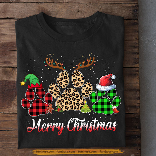 Dog Christmas T-shirt, Merry Christmas Dogshoes Wearing Hats Noel ELF Reindeer, Gift For Dog Lovers, Dog Tees, Dog Owners