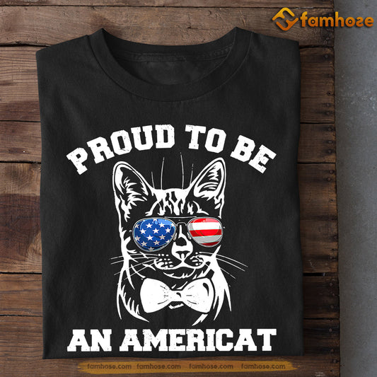 July 4th Cool Cat T-shirt, Proud To Be An Americat, Independence Day Gift For Cat Lovers, Cat Owners, Cat Tees