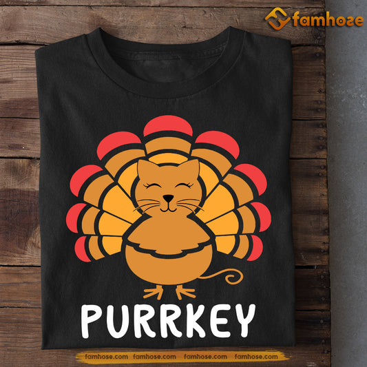 Thanksgiving Cat T-shirt, Purrkey Cat, Gift For Cat Lovers, Cat Tees, Cat Owners