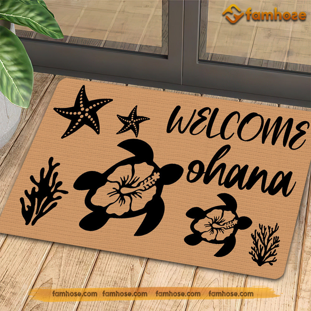 Turtle Doormat, Turtles Welcome Ohana Gift For Turtle Lovers, New Home Gift, Housewarming Gift, Turtle Decor