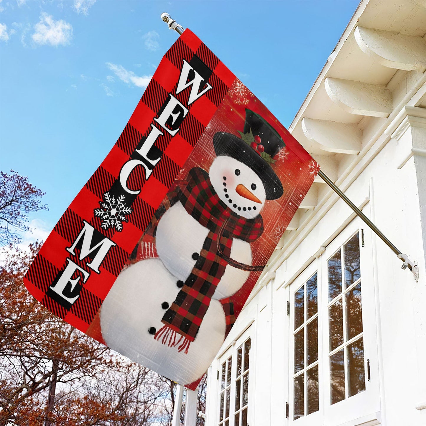 Snowman Welcome To My Home, Snowman Xmas Garden Flag & House Flag, Christmas Flag Gift For Snowman Lovers