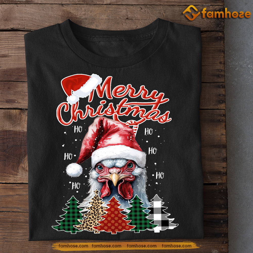 Cool Chicken Christmas T-shirt, Merry Christmas Chicken Wearing Noel Hat, Gift For Chicken Lovers, Chicken Tees, Farmers Tees