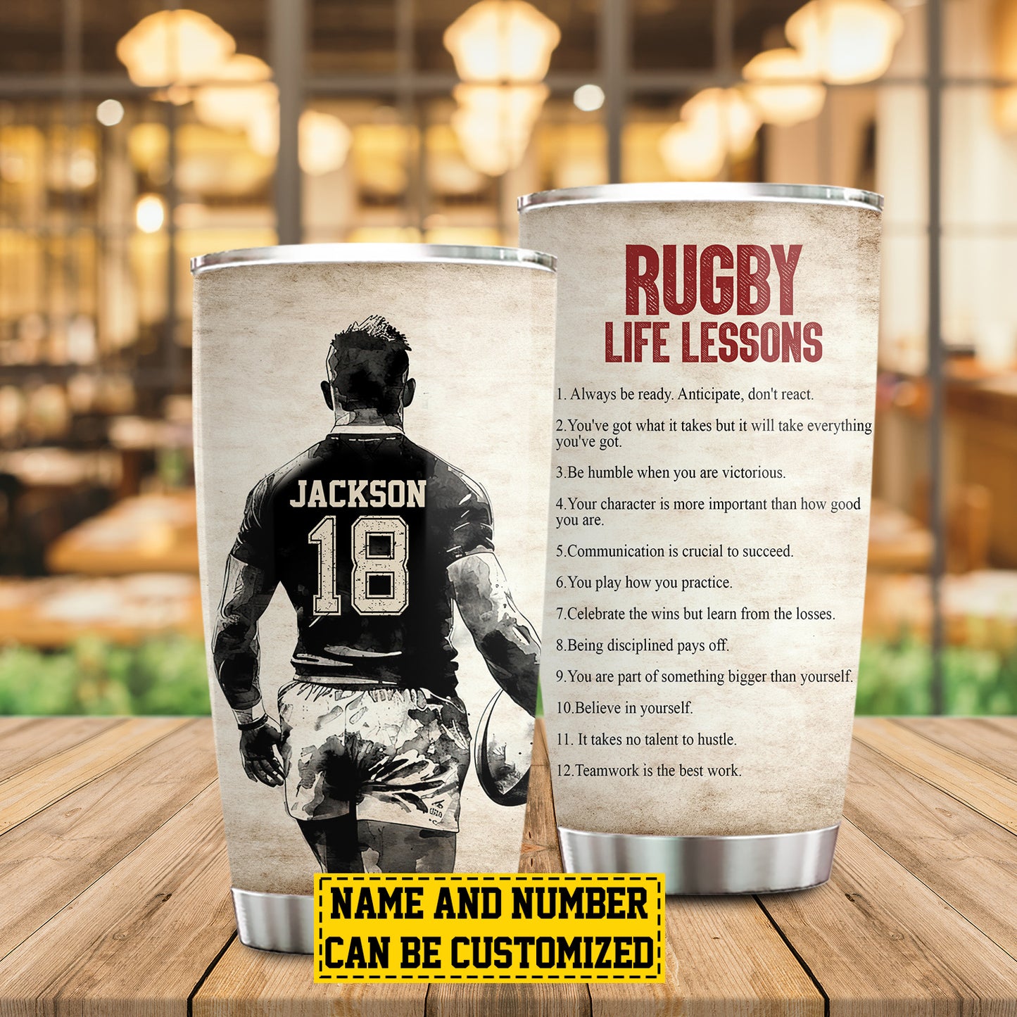 Personalized Rugby Boy Tumbler, Rugby Life Lessons, Sports Stainless Steel Tumbler, Travel Mug Tumblers Gift For Rugby Lovers