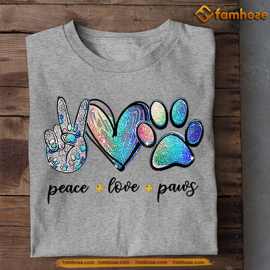 Cute Dog T-shirt, Peace Love Paws With Blue Hope, Gift For Dog Lovers, Dog Owners, Dog Tees