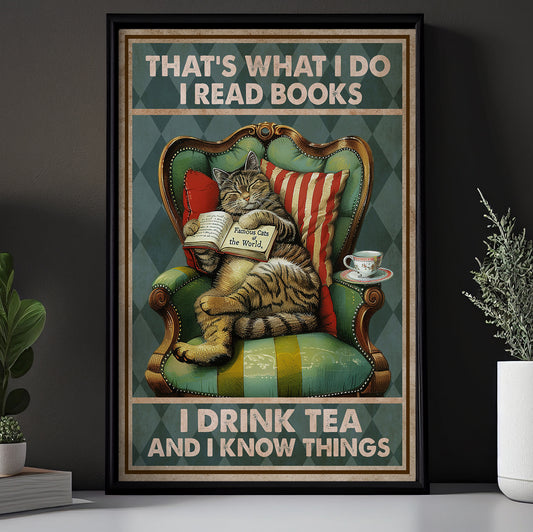 I Read Books Canvas Painting, Funny Cat Wall Art Decor, Poster Gift For Cat Lovers