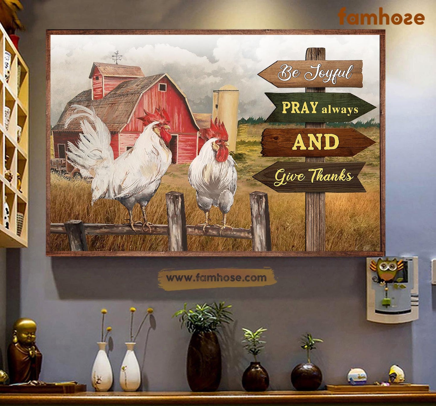 Chicken Poster & Canvas, Be Joyful Pray Always Give Thanks, Chicken Canvas Wall Art, Poster Gift For Chicken Lovers