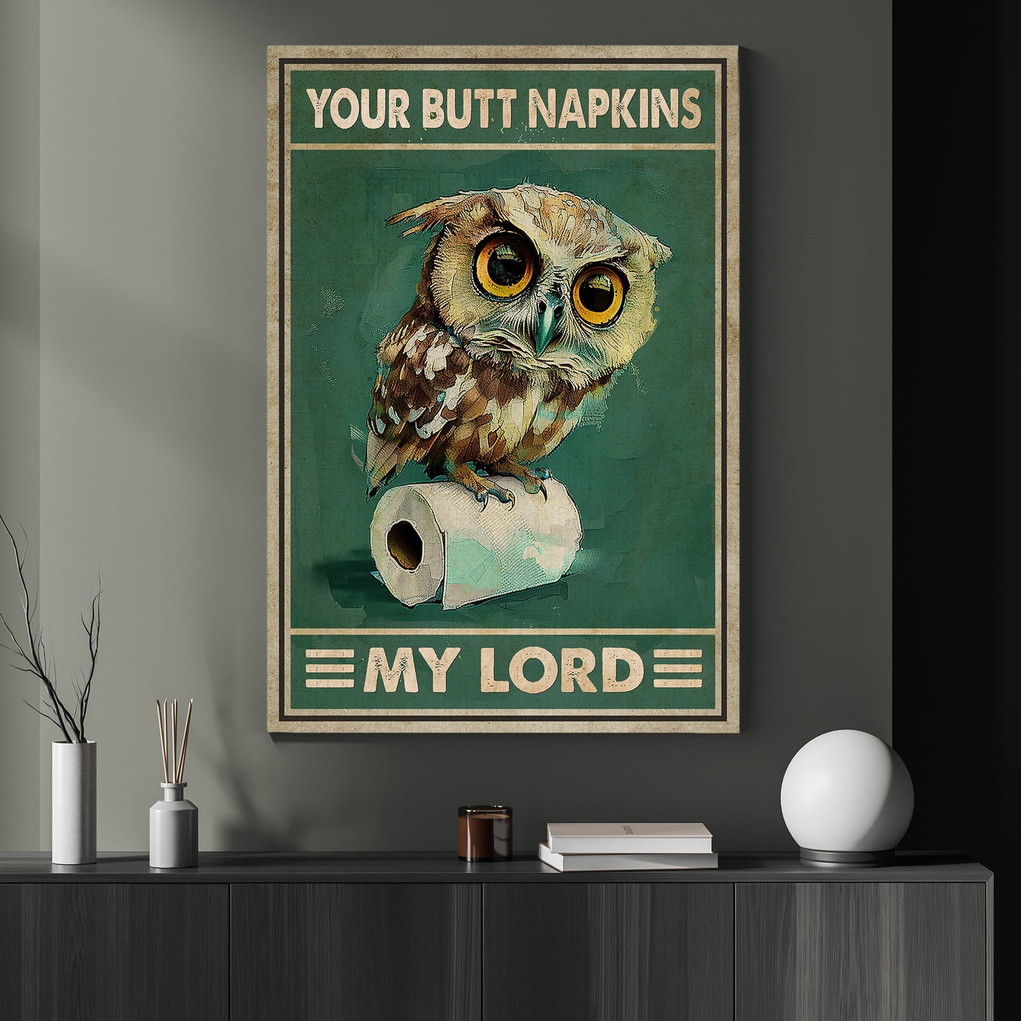 Funny Owl Canvas Painting, Your Butt Napkins, Owl Wall Art Decor, Poster Gift For Owl Lovers