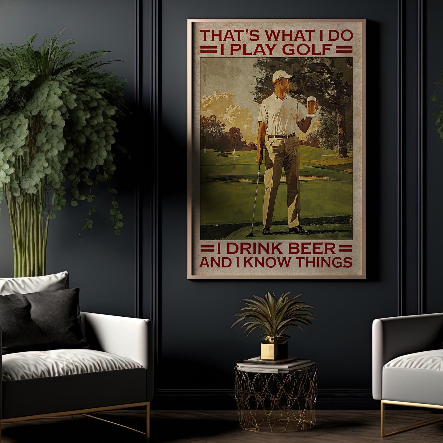 Funny Golf Canvas Painting, That's What I Do, Funny Quotes Wall Art Decor, Poster Gift For Beer Lovers, Golf Players