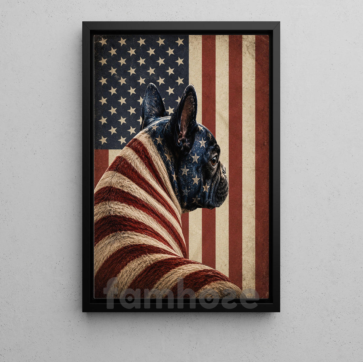 July 4th Frech Bulldog USA Flag Canvas Painting, Stars Stripes And Snorts Wall Art Decor, Independence Day Poster Gift For Frech Bulldog Lover