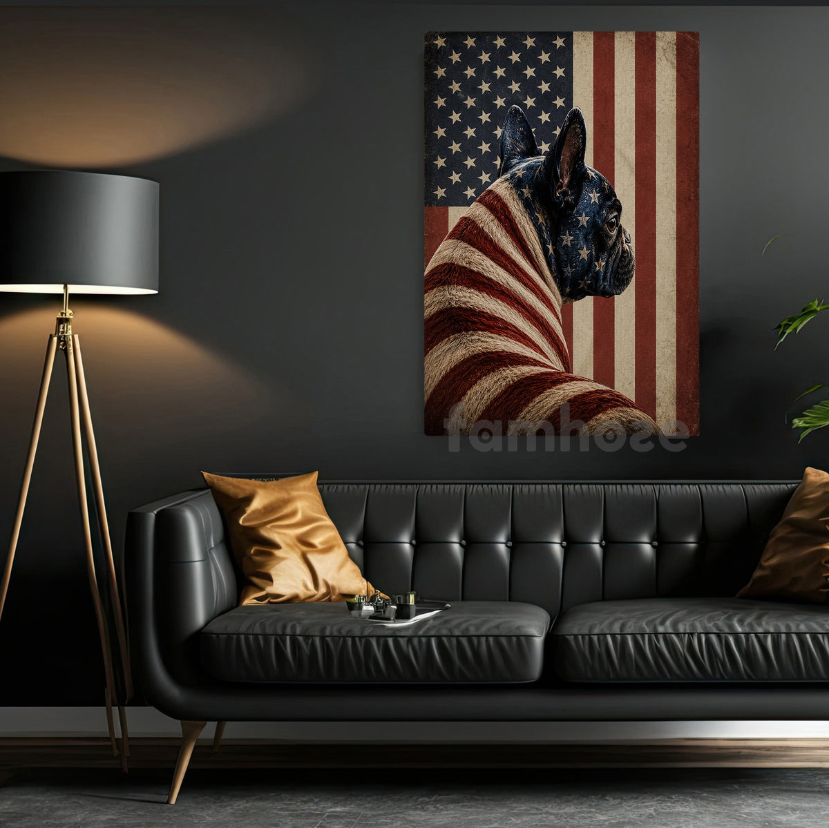 July 4th Frech Bulldog USA Flag Canvas Painting, Stars Stripes And Snorts Wall Art Decor, Independence Day Poster Gift For Frech Bulldog Lover