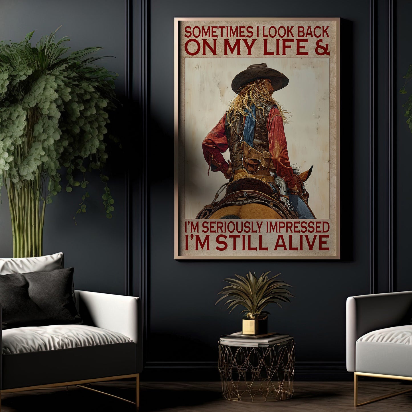 Funny Cowgirl Canvas Painting, I'm Still Alive, Cowgirl Quotes Wall Art Decor, Poster Gift For Cowgirl Lovers