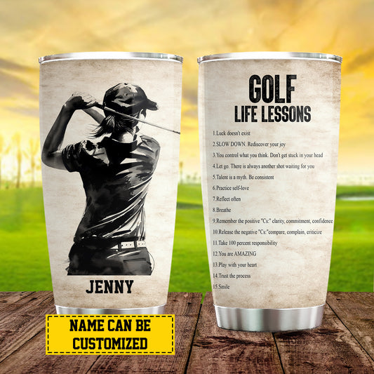 Personalized Golf Tumbler, Golf Life Lessons, Sports Stainless Steel Tumbler, Travel Mug Tumblers Gift For Golf Lovers, Golf Girls