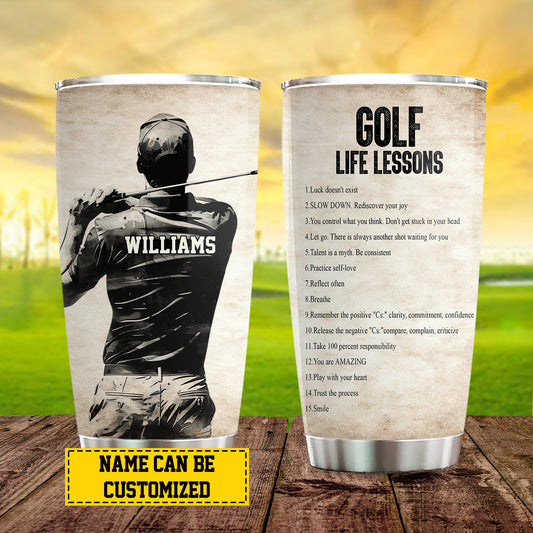 Personalized Golf Tumbler, Golf Life Lessons, Sports Stainless Steel Tumbler, Travel Mug Tumblers Gift For Golf Lovers, Golf Boys