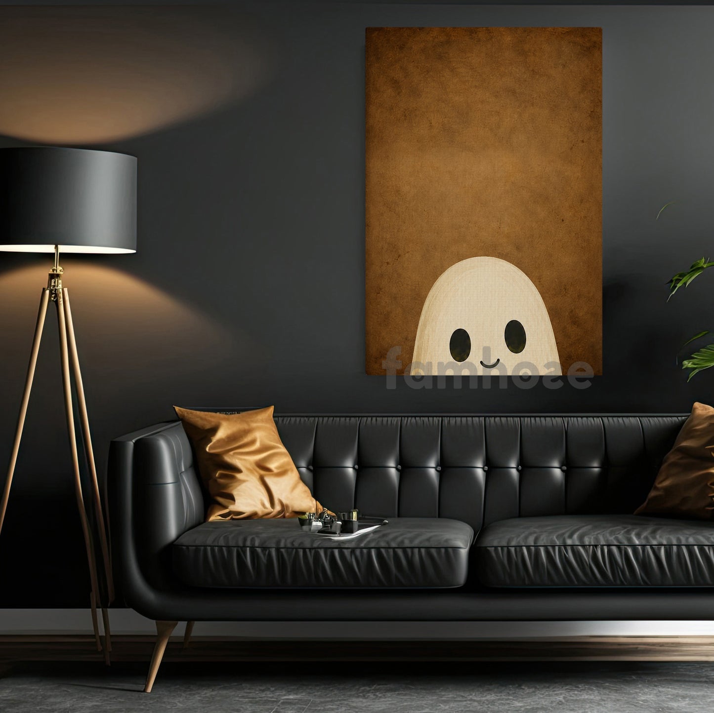 Cute Halloween Boo Canvas Painting, Peekaboo Ghost Wall Art Decor, Spooky Season Poster Gift For Ghost Lover