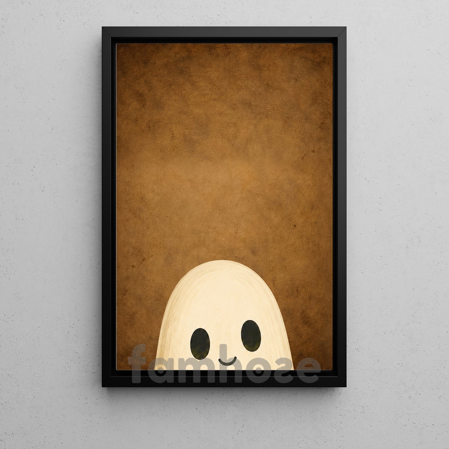 Cute Halloween Boo Canvas Painting, Peekaboo Ghost Wall Art Decor, Spooky Season Poster Gift For Ghost Lover