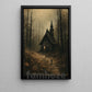 Halloween Haunted Church Canvas Painting, Dark Forest Chapel Spooky Season Wall Art Decor, Gothic Halloween Poster Gift