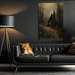 Halloween Haunted Church Canvas Painting, Dark Forest Chapel Spooky Season Wall Art Decor, Gothic Halloween Poster Gift
