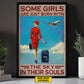 Some Girls Are Just Born With The Sky, Personalized Flight Attendant Canvas Painting, Inspirational Quotes Wall Art Decor, Gift For Flight Attendant Lovers