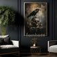 Halloween Raven Skull Canvas Painting, Raven On Skull And Candles Spooky Season Wall Art Decor, Halloween Poster Gift For Raven Lover