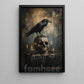 Halloween Raven Skull Canvas Painting, Raven On Skull And Candles Spooky Season Wall Art Decor, Halloween Poster Gift For Raven Lover