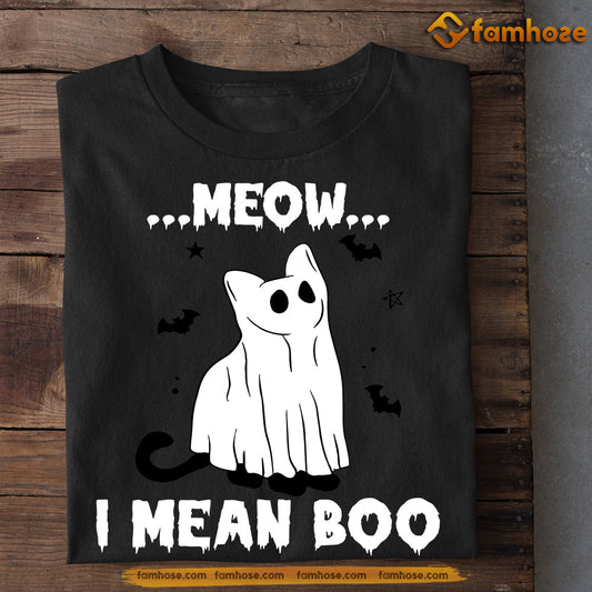 Halloween Cat T-shirt, Meow I Mean Boo, Gift For Cat Lovers, Cat Tees, Cat Owners